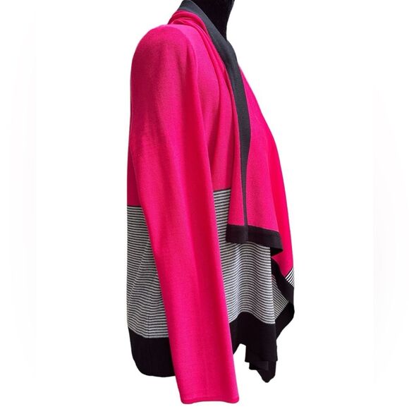 Exclusively Misook Open Front Pink Cardigan Knit Size XS Tight Knit Colorful - Picture 4 of 8